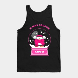 Xmas Season Snow Penguin (Pink) Tank Top